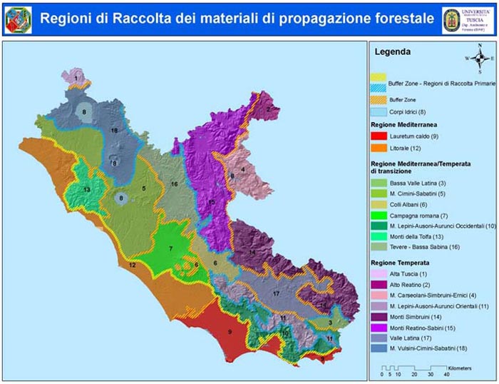Caratterizzazione e delimitazione delle Regioni di Provenienza delle specie arboree presenti nei boschi del Lazio